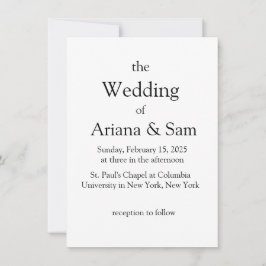 Invitación clásica de casamiento simple