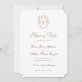 Invitación clásica de cresta de boda para guardar