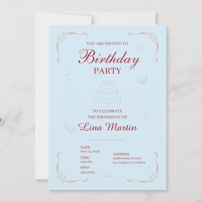Invitación Clásica de Cumpleaños (Anverso)