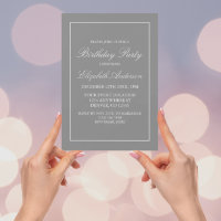 Invitación clásica de cumpleaños gris Minimalista