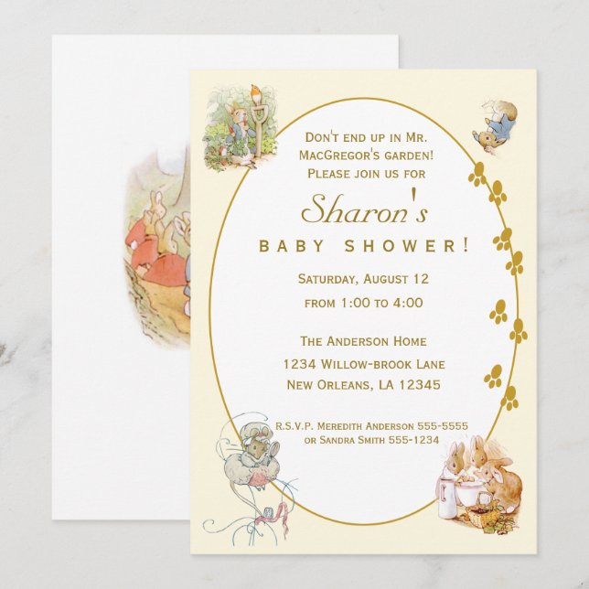 Invitación Clásica de Cumpleaños para Baby Shower  (Anverso / Reverso)
