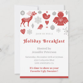 Invitación Clásica de Desayuno de Navidad Gris Nór