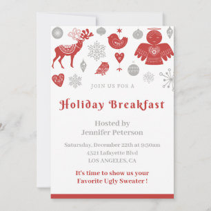Invitación Clásica de Desayuno de Navidad Gris Nór