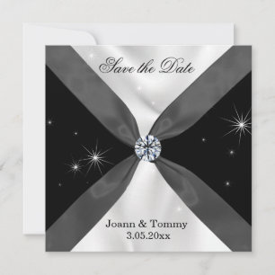 Invitación clásica de Drapery en blanco y negro