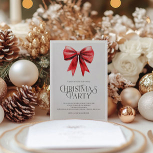 Invitación Clásica de Fiesta de Navidad con Lazo R