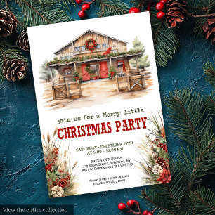 Invitación clásica de fiesta de Navidad de rancho