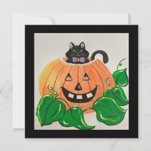 Invitación Clásica de Gatito en Calabaza