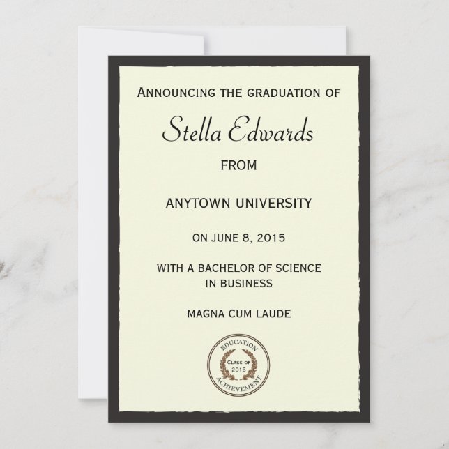 Invitación clásica de graduación (Anverso)