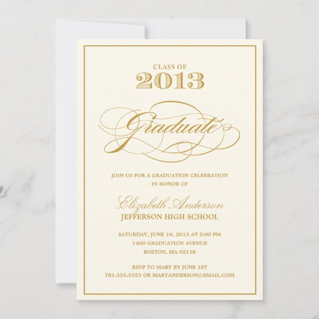 Invitación clásica de graduación (Anverso)