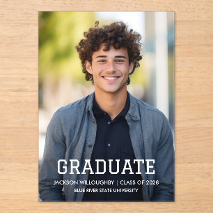 Invitación clásica de graduación acrílica