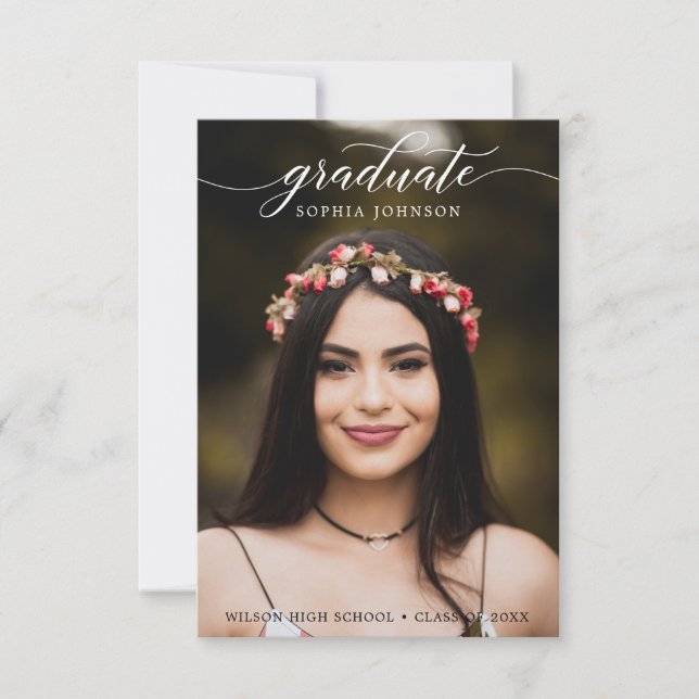 Invitación clásica de graduación con foto (Anverso)