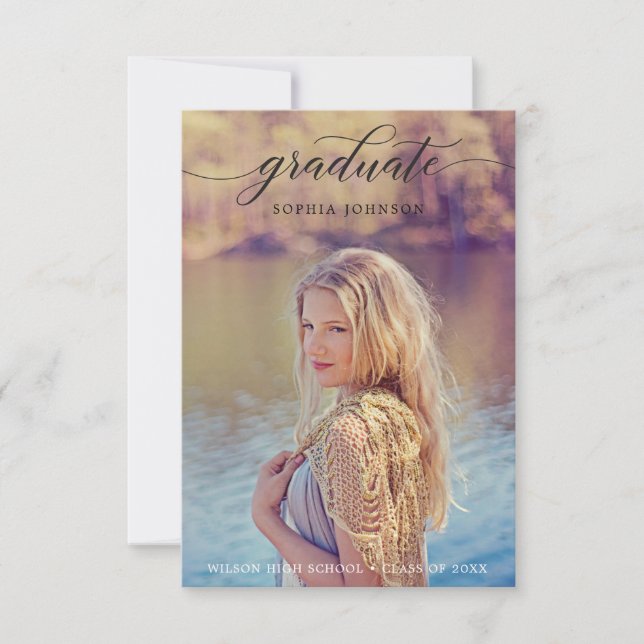 Invitación clásica de graduación con foto (Anverso)