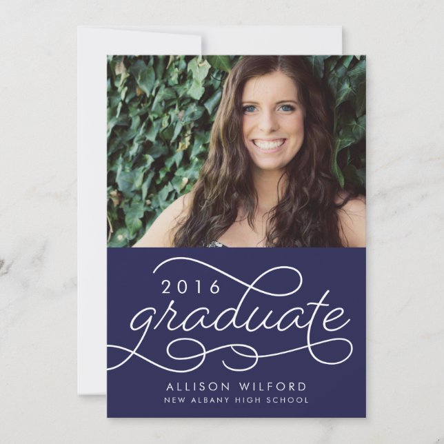 Invitación clásica de graduación de foto de gradua (Anverso)