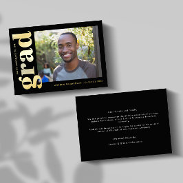 Invitación clásica de graduación de fotos de oro n