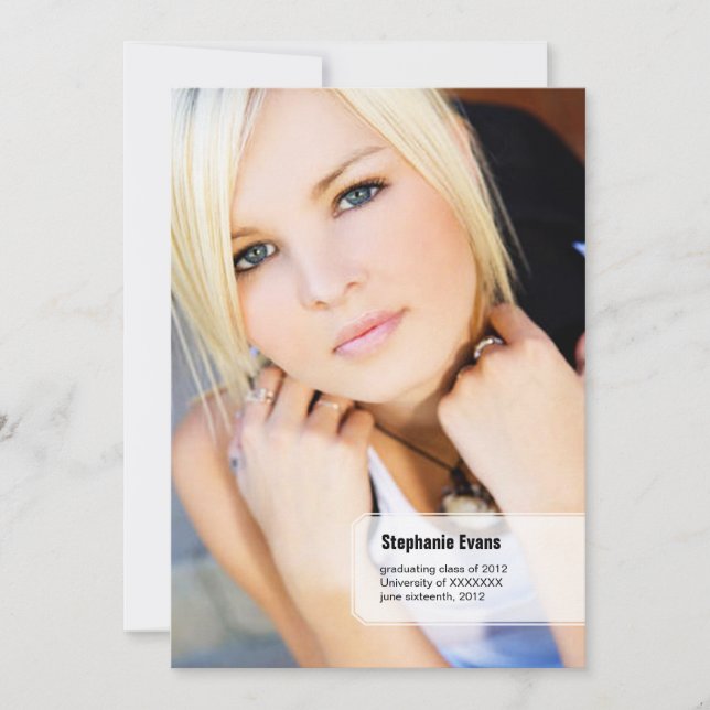 Invitación clásica de graduación de fotos de Stub (Anverso)