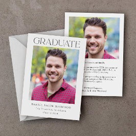 Invitación clásica de graduación de fotos en blanc