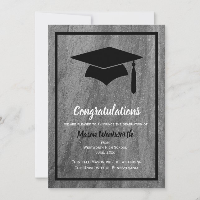 Invitación clásica de graduación de granito (Anverso)