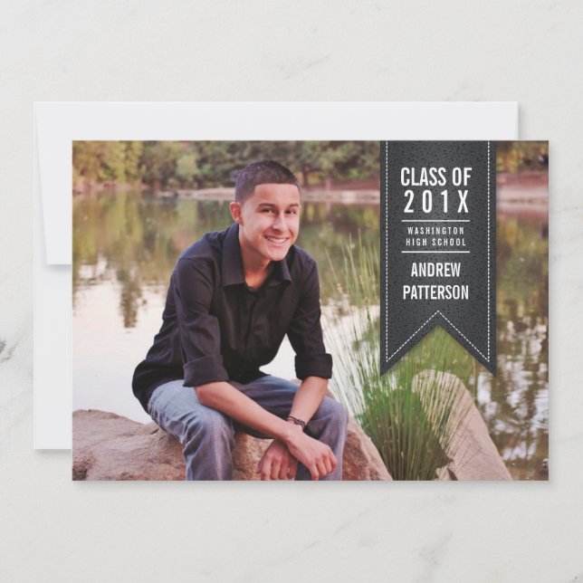 Invitación clásica de la foto de la graduación de (Anverso)