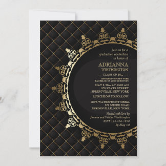 Invitación clásica de la graduación del oro