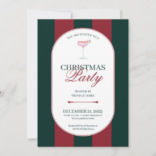 Invitación clásica de Navidad con franja roja y ve