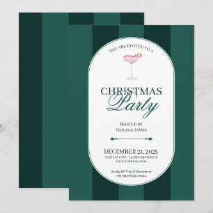 Invitación clásica de Navidad con franja verde