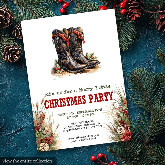 Invitación Clásica de Navidad Country Cowboy (Classic Cowboy Country Christmas Invitation)