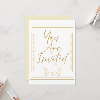 Invitación Clásica de Oro y Blanco