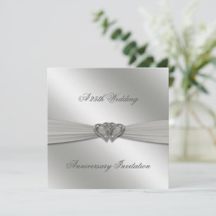 Invitación Clásica de Plata para Bodas de Plata po