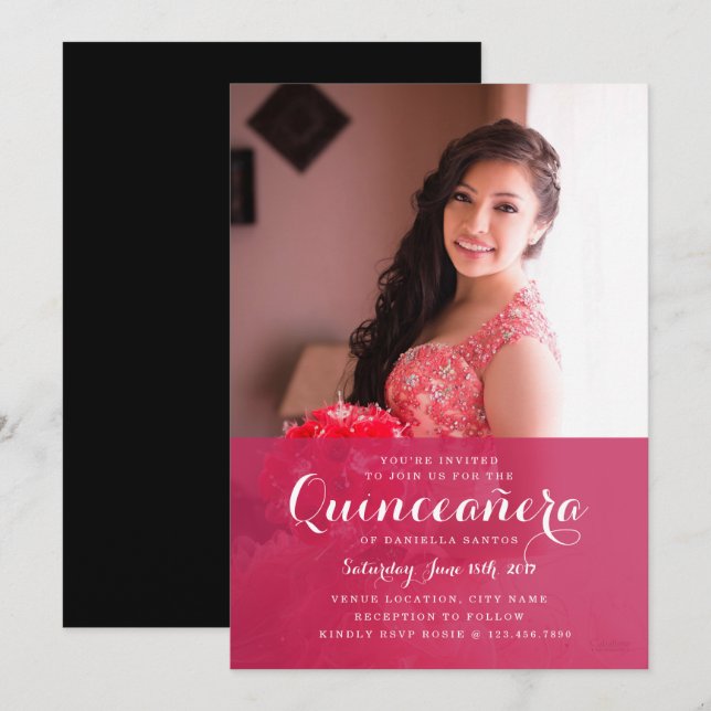 Invitación clásica de quince (Anverso / Reverso)