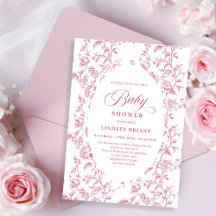 Invitación clásica de shower de bebé con patrón fl