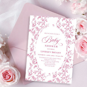 Invitación clásica de shower de bebé con patrón fl