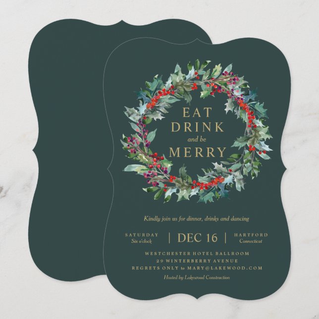 Invitación clásica del fiesta de la guirnalda del (Anverso / Reverso)