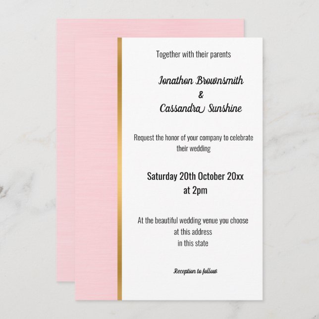 INVITACIÓN CLÁSICA DEL GUARNECIDO DE ORO ROJO DE P (Anverso / Reverso)