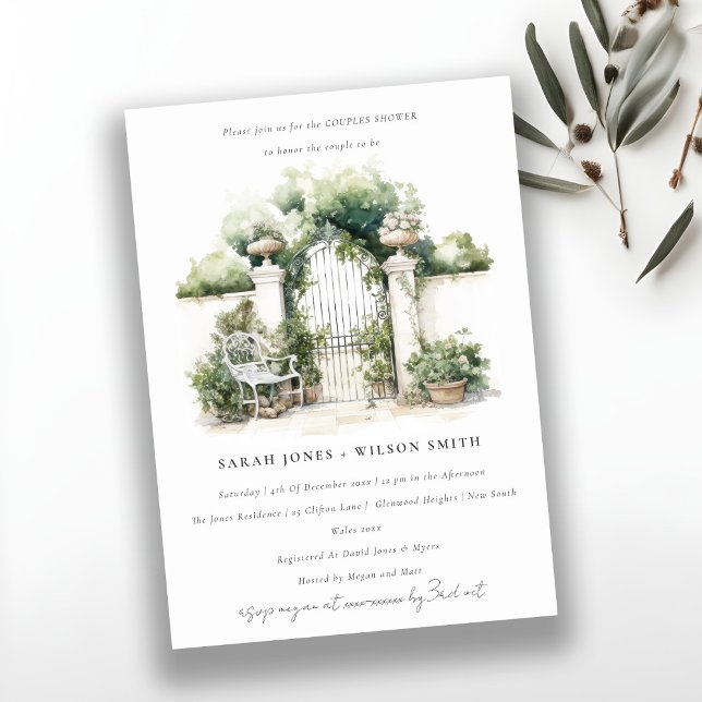 Invitación Clásica Ducha de Parejas de Paisaje Jardín Francés (Subido por el creador)