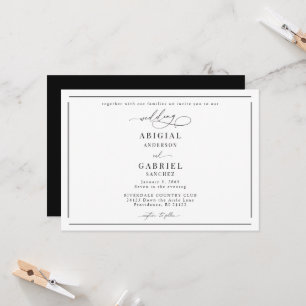 Invitación Clásica Elegancia Boda en Negro y Blanco