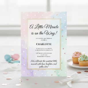 Invitación Clásica Elegancia de Lunares en Pastel para Baby S