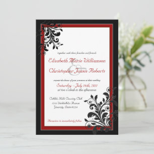 Invitación clásica elegante a la boda roja