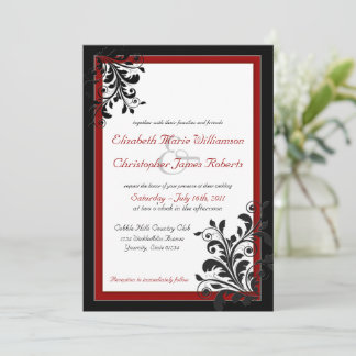 Invitación clásica elegante a la boda roja