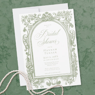 Invitación Clásica Elegante Arco Floral Bridal Shower en Verd