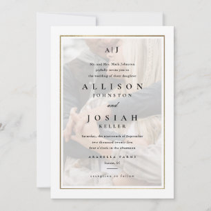 Invitación Clásica Elegante Boda de Oro Fotografía