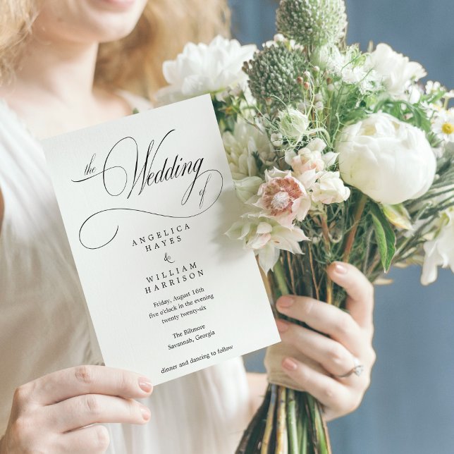 INVITACIÓN CLÁSICA ELEGANTE DE BODA EN BLANCO Y NE (Subido por el creador)