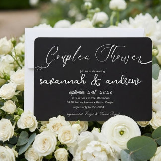 Invitación clásica elegante de guión para ducha de
