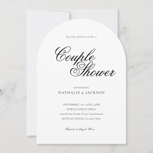 Invitación clásica elegante de guión para ducha de (Anverso)