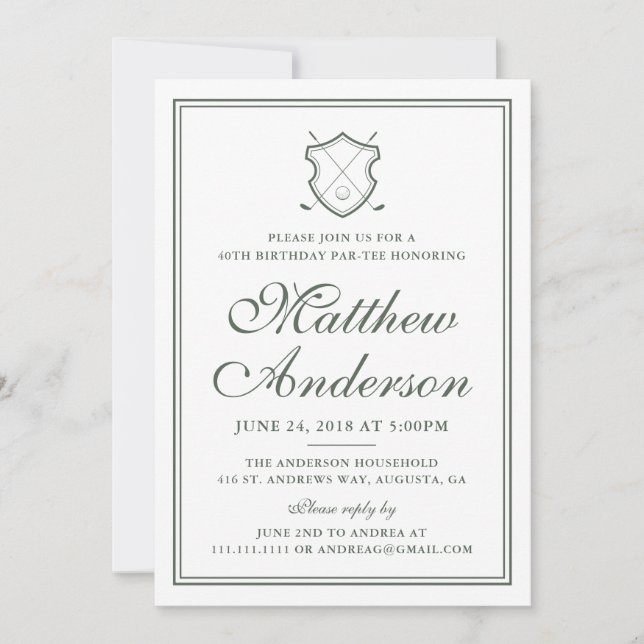 Invitación clásica elegante de la fiesta de (Anverso)