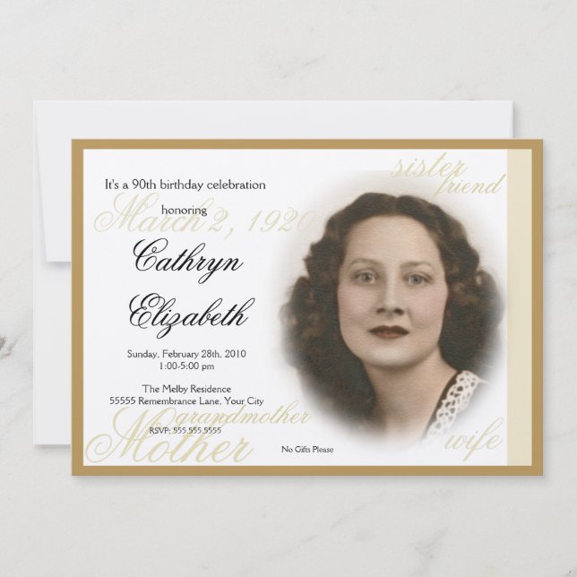 Invitación clásica elegante de la foto (Anverso)