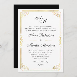 Invitación clásica elegante del boda del marco