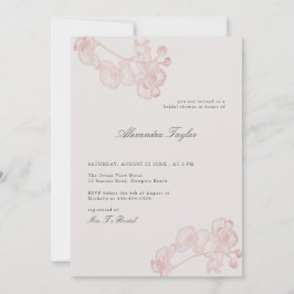 Invitación Clásica Elegante ducha de novia floral con tinta d