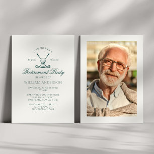 Invitación Clásica Elegante Fiesta de Jubilación Foto Verde d