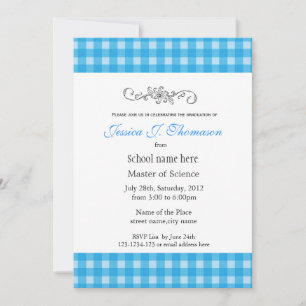 Invitación Clásica, elegante graduación de las planchas azul 