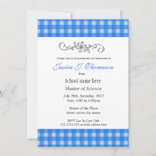 Invitación Clásica, elegante graduación de las planchas azul